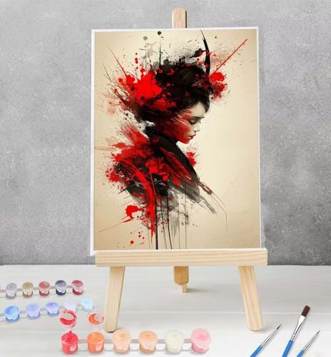 Frau Malen nach Zahlen Erwachsene ohne Rahmen | DIY Handgemalt | Rot | Kit für Anfänger und Erwachsene | Set inklusive Acrylfarben & Pinsel | Deko Schlafzimmer 60x80CM Leinwand Model YEYUMEOZ2-A von YEYUMEOZ