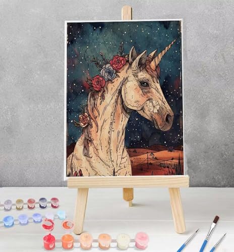 Malen Nach Zahlen Erwachsene Einhorn Ölgemälde Leinwand Set mit 3 Pinsel und Acrylpigment für Frauen Deko Wohnzimmer Geburtstag Weihnachten Geschenk - Gelb 100 x 135 cm Ohne Rahmen Model YEYUMEOZK-H von YEYUMEOZ