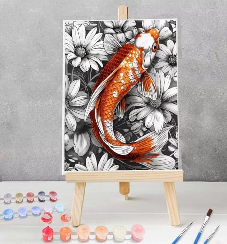 Malen Nach Zahlen Erwachsene Fisch, DIY Handgemalt Ölgemälde Kit für Anfänger und Erwachsene Mit 3-Pinseln und Acrylfarbe, Ohne Rahmen Deko Wohnzimmer Gelb 100 x 135 cm Model YEYUMEOZ5-4 von YEYUMEOZ