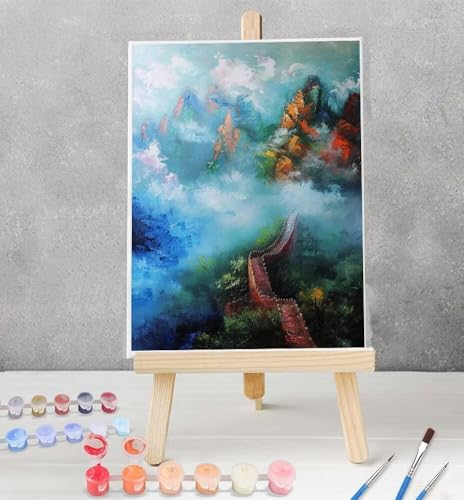 Malen Nach Zahlen Erwachsene Landschaft, DIY Handgemalt Ölgemälde Kit für Anfänger und Erwachsene Mit 3-Pinseln und Acrylfarbe, Ohne Rahmen Deko Wohnzimmer Berg 60x80cm Model YEYUMEOZ1-L von YEYUMEOZ