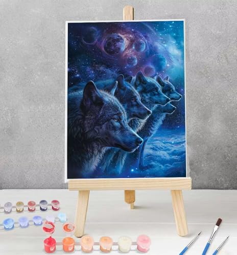 Malen Nach Zahlen Erwachsene Tier - Anfänger - Knitterfreie Leinwand, Wolf Pinsels Und Acrylfarbe Diy Handgemalt öLgemäLde Kit Als Bastelset Erwachsene 70x95cm Model YEYUMEOZN-6 von YEYUMEOZ