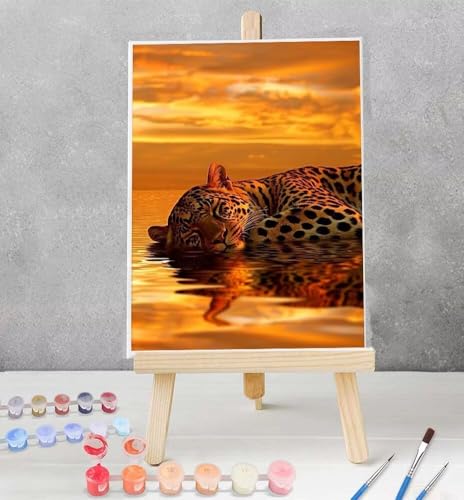 Malen nach Zahlen Erwachsene Leopard - Paint by Numbers Adult Leopard - Cheerful Painting Kits Bastelset Leinwand Pinsel - Malen-Nach-Zahlen Kinder 70x95cm Model YEYUMEOZ3-6 von YEYUMEOZ