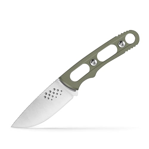 YF SMART 7,24'' leichtes, kompaktes Messer mit feststehender Klinge und Rindslederscheide – ideal zum Häuten, Camping, Outdoor – EDC-Bushcraft-Messer mit feststehender Klinge (Grün) von YF SMART