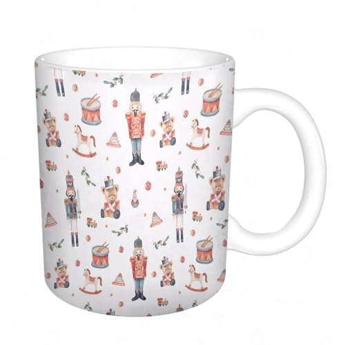 YFHJV Grosse Kaffeetasse - Bürotasse - Tasse Keramik Kaffeetassen Große 11oz - teetasse groß - cappuccino tassen - Nahtloses Nussknacker-Muster. Das Aquarellmuster ist ideal für Geschenkpapier, Babys von YFHJV