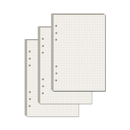 YFLeomry 3 Packungen A5 Papier Kariert 180 Blätter Ringbuch A5 Nachfüllbar 6 Lochung Ringbuch Notizbuch Nachfüllpapier Nachfüllbare für Notizbuch Tagbuch(21x14,5 cm) von YFLeomry