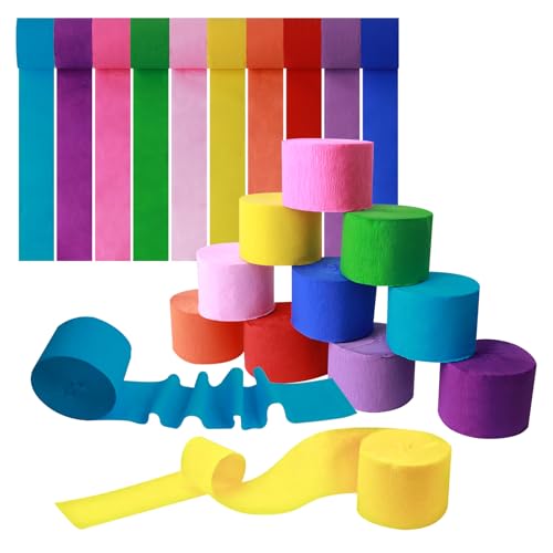 Krepppapier, 10 Rollen Kreppband 4.5 cm x 25 m 10 Farben Kreppband Bunt, Krepppapier Wasserfest, Krepppapier Pastell Buntes Kreppband Geeignet für die Dekoration von Hochzeitsfeiern von YFPOPONE