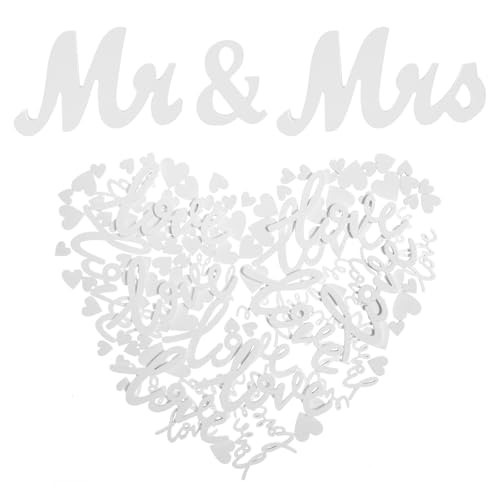 Mr & Mrs Deko Hochzeit Und 100 Pcs Hochzeitsdeko, Herzförmige Tischdeko Hochzeit, Holzbuchstaben Weiß Für Streudeko Hochzeit, Dekoset Hochzeit Für Die Dekoration Von Hochzeitsfeiern von YFPOPONE