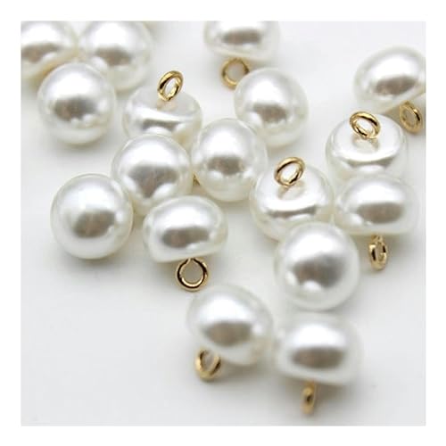 Anstecknadeln 10/20/50 Stück 10 mm Pilz-Perlenknöpfe aus Metall for Nähen von Perlenschaftknöpfen, Perlmuttknöpfen, Mänteln, DIY-Nähzubehör(10mm Pearl White,10pcs) von YFSGDLBN
