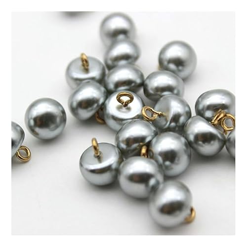 Anstecknadeln 10/20/50 Stück 10 mm Pilz-Perlenknöpfe aus Metall for Nähen von Perlenschaftknöpfen, Perlmuttknöpfen, Mänteln, DIY-Nähzubehör(10mm round grey,10pcs) von YFSGDLBN