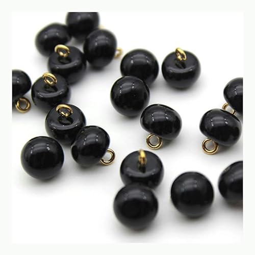 Anstecknadeln 10/20/50 Stück 10 mm Pilz-Perlenknöpfe aus Metall for Nähen von Perlenschaftknöpfen, Perlmuttknöpfen, Mänteln, DIY-Nähzubehör(Pearl Black,20pcs) von YFSGDLBN