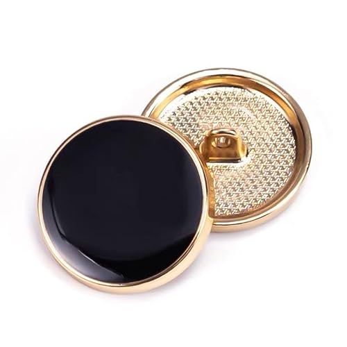 Anstecknadeln 10 Stück Schaft Metallknöpfe Legierung Schwarz Weiß Gold Silber Rand Mantel Anzug Dekorative DIY Kleidung Nähzubehör(Gold Black,23MM) von YFSGDLBN