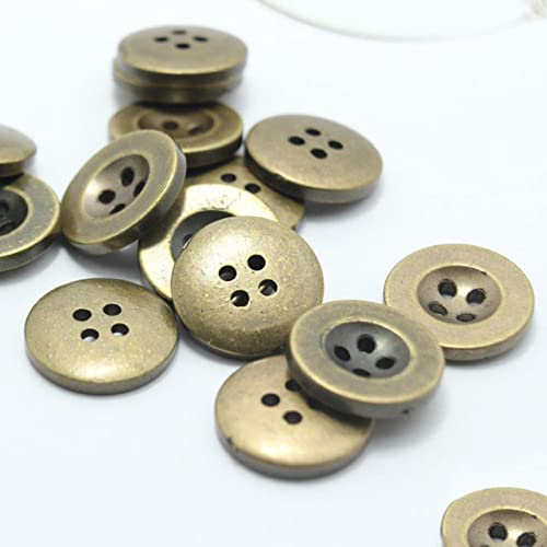 Anstecknadeln 50 Stück 10–25 mm 4-Loch-Knöpfe mit breiter Kante, Bronze-Imitat-Metallknopf, Mantel-, Pullover-, Hemdknopf-Antikmessing, 13 mm von YFSGDLBN