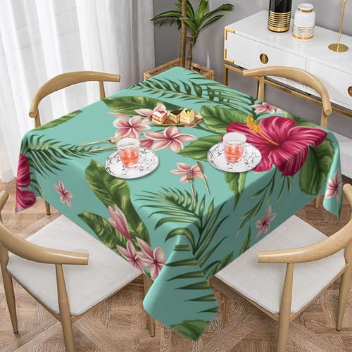 YFSGDLBN Tischdecke, Motiv: Hawaiianische tropische Blätter, Blumen, bedruckte Tischdecke, Tischdecke, dekorative Abdeckung von YFSGDLBN