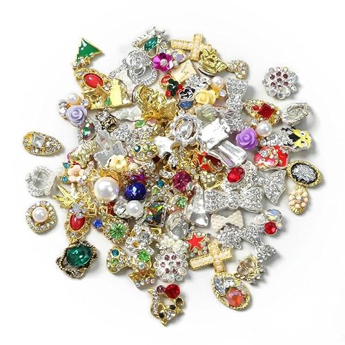 10/50 Stück Girlande Bowknot Perle Zirkon Nail Art Charms Strass Weihnachtskranz Design Kristalle Schmuck Nail Art Dekoration-03 (50 Stück) Zufällig von YFSHC