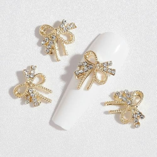 10/50 Stück Girlande Bowknot Perle Zirkon Nail Art Charms Strass Weihnachtskranz Design Kristalle Schmuck Nail Art Dekoration-12 (10 Stück) von YFSHC