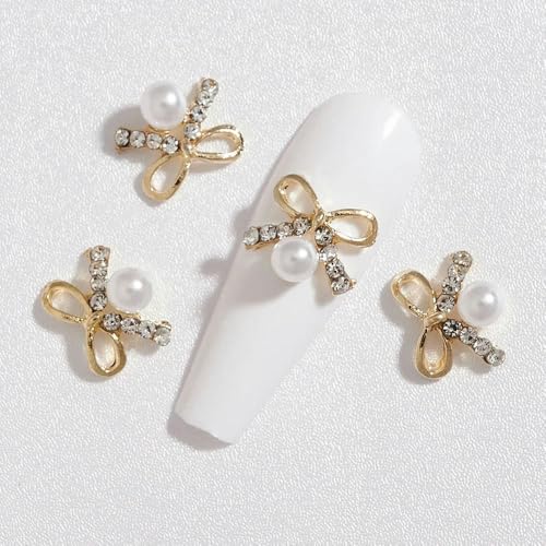 10/50 Stück Girlande Bowknot Perle Zirkon Nail Art Charms Strass Weihnachtskranz Design Kristalle Schmuck Nail Art Dekoration-13 (10 Stück) von YFSHC