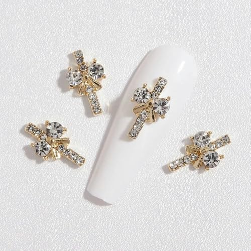 10/50 Stück Girlande Bowknot Perle Zirkon Nail Art Charms Strass Weihnachtskranz Design Kristalle Schmuck Nail Art Dekoration-8 (10 Stück) von YFSHC