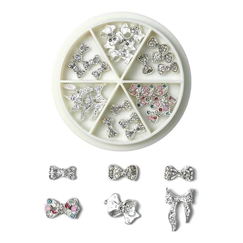 10/50 Stück Girlande Bowknot Perle Zirkon Nail Art Charms Strass Weihnachtskranz Design Kristalle Schmuck Nail Art Dekoration-ZP175-01 von YFSHC