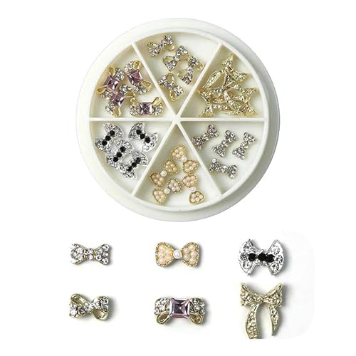 10/50 Stück Girlande Bowknot Perle Zirkon Nail Art Charms Strass Weihnachtskranz Design Kristalle Schmuck Nail Art Dekoration-ZP175-05 von YFSHC