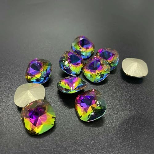 10 Stück 8 mm Kissenschliff-Form, Kristall-Glitzer, Glas-Strasssteine, Nagel-Charms, Steine, 3D-DIY-Zubehör, Vulkanisch von YFSHC