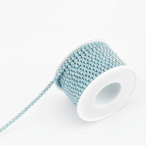 10 Yards/Rolle SS6-SS16 Mehrfarbige Strasskette zum Aufnähen von Strasssteinen, Cup-Kette für Kleidungsstücke, DIY-Zubehör-Blauer Opal-SS16 (4 mm) von YFSHC