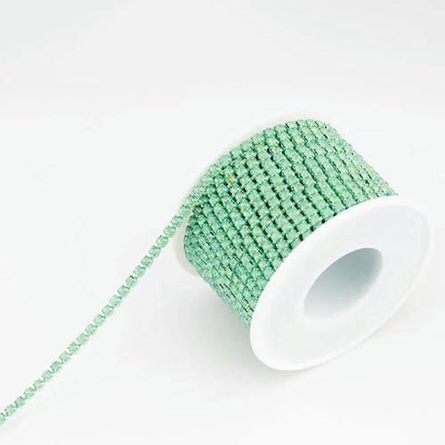 10 Yards/Rolle SS6-SS16 Mehrfarbige Strasskette zum Aufnähen von Strasssteinen, Cup-Kette für Kleidungsstücke, DIY-Zubehör-Pacific Opal-SS16 (4 mm) von YFSHC