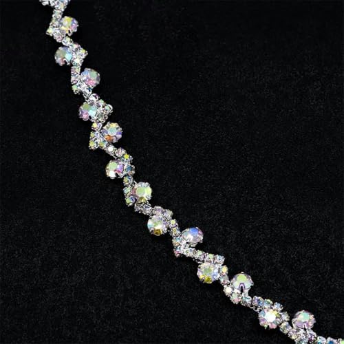 10 Yards Strasskette mit Diamantbesatz, Fransen, Kristall, Kleidung, Tasche, Hut, Zubehör, DIY, Hochzeitsdekoration, Strassband, Silber AB-10 Yards von YFSHC