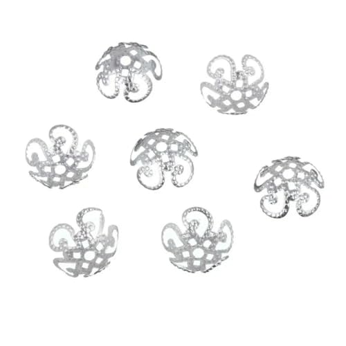 10 mm, 100 Stück, goldene/silbrige Metall-Hohlblumen-Perlenkappen, DIY für Perlen, Schmuckherstellung, Silber, 10 mm, 100 Stück 10 mm, 100 Stück, goldene/silbrige Metall-Hohlblumen-Perlenkappen, DIY für Perlen, Schmuckherstellung, Silber, 10 mm, 100 Stück von YFSHC