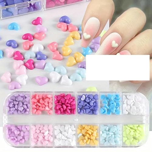 12 Gitter Herzform Nail Art Charms Transparente Liebesherz Harzsteine Schmuck Perle Halbstahlperle Dekor Maniküre Strass-S12 von YFSHC