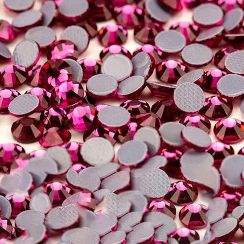 14.400 Stück Glas-Strasssteine, Kristall, Hot Fix, flache Rückseite, Glitzer-Strasssteine für DIY-Stoffkleidung, 042 Fuchsia, SS12 – 14.400 (Stück) von YFSHC