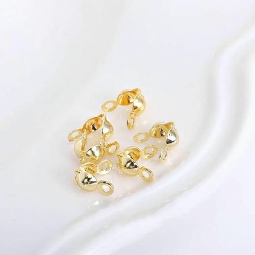 18 Karat vergoldete Kugelketten-Endverbinder, Quetschperlen-Spitzen-Knotenabdeckung für Schmuckverbinder, Clip-Verschluss-Beschläge, Komponenten – 14 Karat echt vergoldet – 100 Stück 18 Karat vergoldete Kugelketten-Endverbinder, Quetschperlen-Spitzen-Knotenabdeckung für Schmuckverbinder, Clip-Verschluss-Beschläge, Komponenten – 14 Karat echt vergoldet – 100 Stück von YFSHC