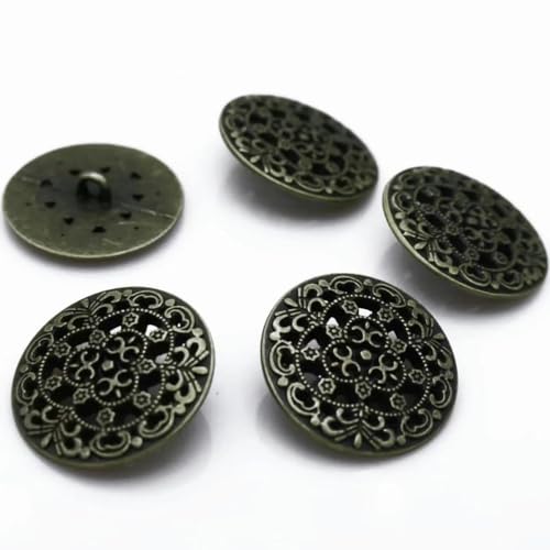 20 Stück 17 mm & 20 mm & 23,0 mm silberfarbene Metallknöpfe mit Hohlmuster und Schaft zum Aufnähen, DIY, Jeans, Stoffknöpfe, rund, Scrapbook-Knopf-2Bronze-23,0 mm von YFSHC