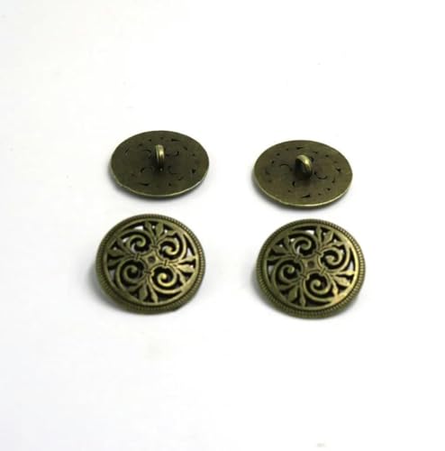 20 Stück 17 mm & 20 mm & 23,0 mm silberfarbene Metallknöpfe mit Hohlmuster und Schaft zum Aufnähen, DIY, zum Aufnähen auf Jeans, Stoffknöpfe, rund, Scrapbook-Knopf-Bronze-17 mm von YFSHC