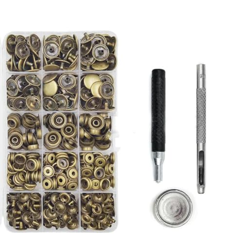 25 Sets Metall-Druckknöpfe, Druckknöpfe mit 4 Montagewerkzeugen für Kleidung, Kleidersäcke, Schuhe, Lederhandwerk, Kupfer-Set B-20 mm (201) von YFSHC