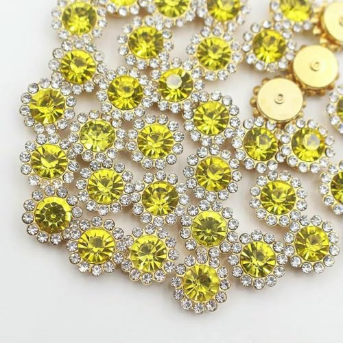 30–100 Stück goldene Strasssteine in Blumenform, Glitzerkristalle, Ziersteine, Perlen, Kleidungsstücke, Basteln, Strasssteine zum Aufnähen für Kleidung, Edelsteine-Citrin-G-8 mm-100 Stück von YFSHC