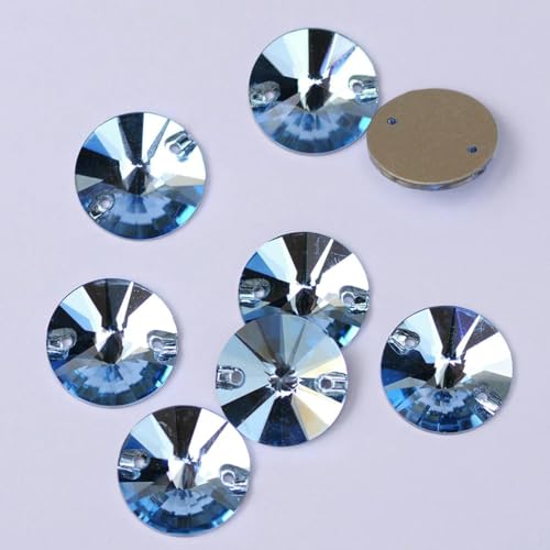 3200 Strasssteine zum Aufnähen, runde Perlen, Steine, Strass-Applikationen für Hochzeitskleider, Kleidung, DIY-Nähkristalle, Aquamarin, 14,0 mm, 20 Stück von YFSHC