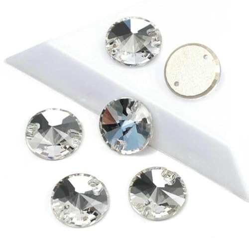 3200 Strasssteine zum Aufnähen, runde Perlen, Steine, Strass-Applikationen für Hochzeitskleider, Kleidung, DIY-Nähkristalle, Kristall, 12 mm, 28 Stück von YFSHC