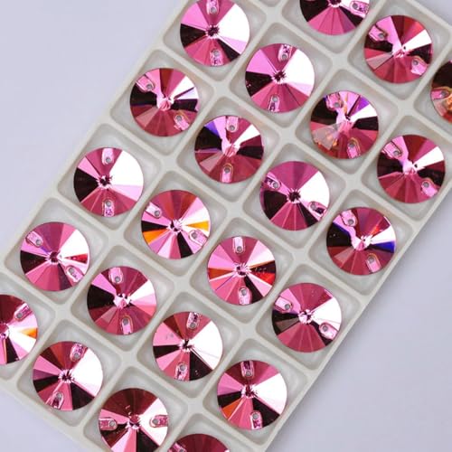 3200 Strasssteine zum Aufnähen, runde Perlen, Steine, Strass-Applikationen für Hochzeitskleider, Kleidung, DIY-Nähkristalle, Rose, 10 mm, 35 Stück von YFSHC