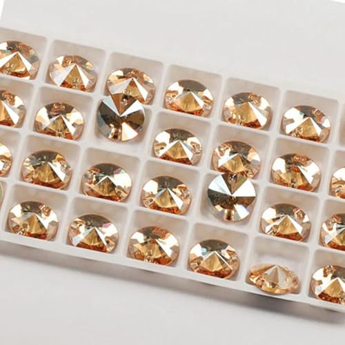 3200 Strasssteine zum Aufnähen, runde Perlen, Steine, Strass-Applikationen für Hochzeitskleider, Kleidung, DIY-Nähkristalle – Golden Shadow – 16 mm, 16 Stück von YFSHC