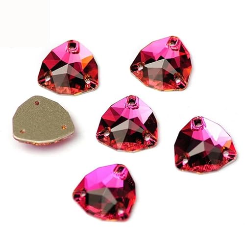 3272 Trilliant aufgenähte Steine, Glitzer-Strass, DIY-Nähkristalle, flache Rückseite, Glas-Strasssteine zum Herstellen von Kleidung und Kleidern, Fuchsia, 16 mm, 36 Stück von YFSHC