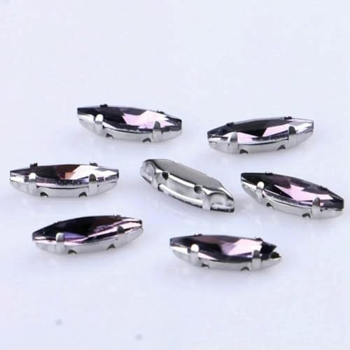 4 x 15 mm, 20 Stück/Packung, Pferdeauge, Glas, zum Aufnähen, Strass mit Krallen-Strass, Metallbasis, Schnalle, Kristallstein, Diamant für Kleidung, Lila von YFSHC