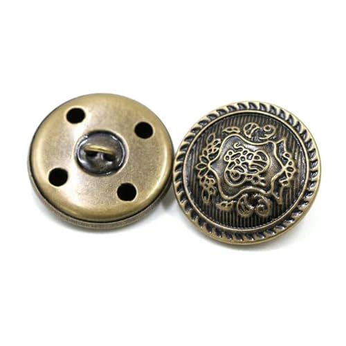 50 Stück 15–25 mm Metallknöpfe, antiker Messing-Ösenknopf für Kleidung, Jeans, Reparaturset, Handarbeitsschnalle, DIY-Strick-Nähzubehör-B3-15-Bronze-18 mm von YFSHC