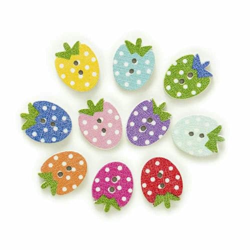50 Stück 2 Löcher süße Erdbeer-Cartoon-Holzknöpfe zum Nähen zu Hause, Scrapbooking, Dekor, Kleidung, Kartenherstellung, DIY, 16 x 12 mm, Standard 50 Stück 2 Löcher süße Erdbeer-Cartoon-Holzknöpfe zum Nähen zu Hause, Scrapbooking, Dekor, Kleidung, Kartenherstellung, DIY, 16 x 12 mm, Standard von YFSHC