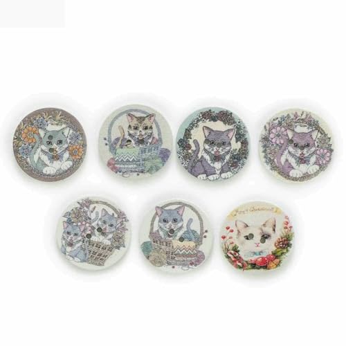 50 Stück Holzknöpfe mit Katzenmotiv, Serie „Blumendruck“, Handarbeit, Nähen, Scrapbooking, Kleidung, Basteln, Zubehör, Karte, 20–25 mm, C, 25 mm 50 Stück Holzknöpfe mit Katzenmotiv, Serie „Blumendruck“, Handarbeit, Nähen, Scrapbooking, Kleidung, Basteln, Zubehör, Karte, 20–25 mm, C, 25 mm von YFSHC