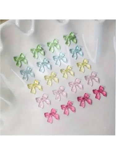 50 Stück transparente Schleife Nail Art Teile Charms Bulk Glänzendes Mini-Harzband Nagel Strass DIY Sommer Nail Art Dekor Zubehör-50 Stück_f von YFSHC