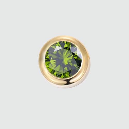 6MM Geburtsstein-Charm DIY Zubehör Halskettenanhänger 12 Farben Edelstahl Strass Damenschmuck Großhandel-August-Peridot-Goldfarbe von YFSHC