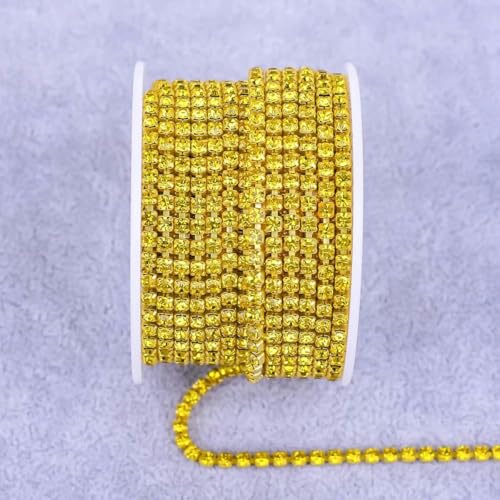 Alle Farben Klauenkette Elektrophorese Strasssteine Besatz Stein Gold Diamant Strass Dekorative Applikation Kristallbesatz für Kleider-Citrin-SS12(3.0mm)-5yard von YFSHC