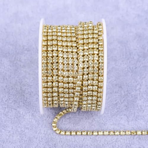 Alle Farben Klauenkette Elektrophorese Strasssteine Besatz Stein Gold Diamant Strass Dekorative Applikation Kristallbesatz für Kleider-Jonquil-SS8 (2,5 mm)-5 Yard von YFSHC