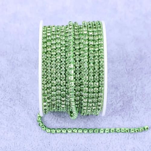 Alle Farben Klauenkette Elektrophorese Strasssteine Besatz Stein Gold Diamant Strass Dekorative Applikation Kristallbesatz für Kleider-Peridot-SS6(2mm)-10yard von YFSHC