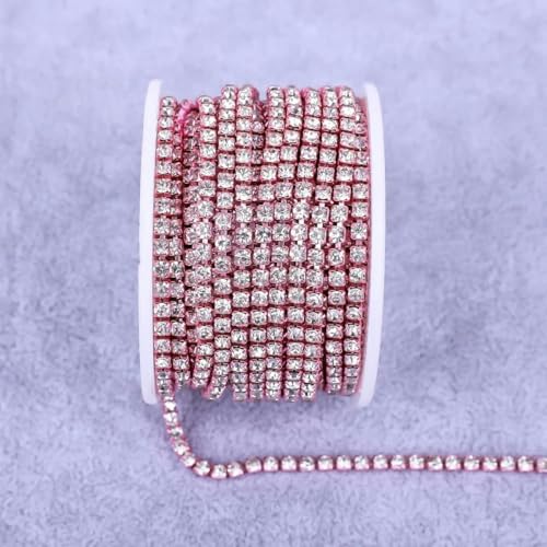 Alle Farben Klauenkette Elektrophorese Strasssteine Besatz Stein Gold Diamant Strass Dekorative Applikation Kristallbesatz für Kleider-Rosa Basis-Kristall-SS12(3.0mm)-5yard von YFSHC